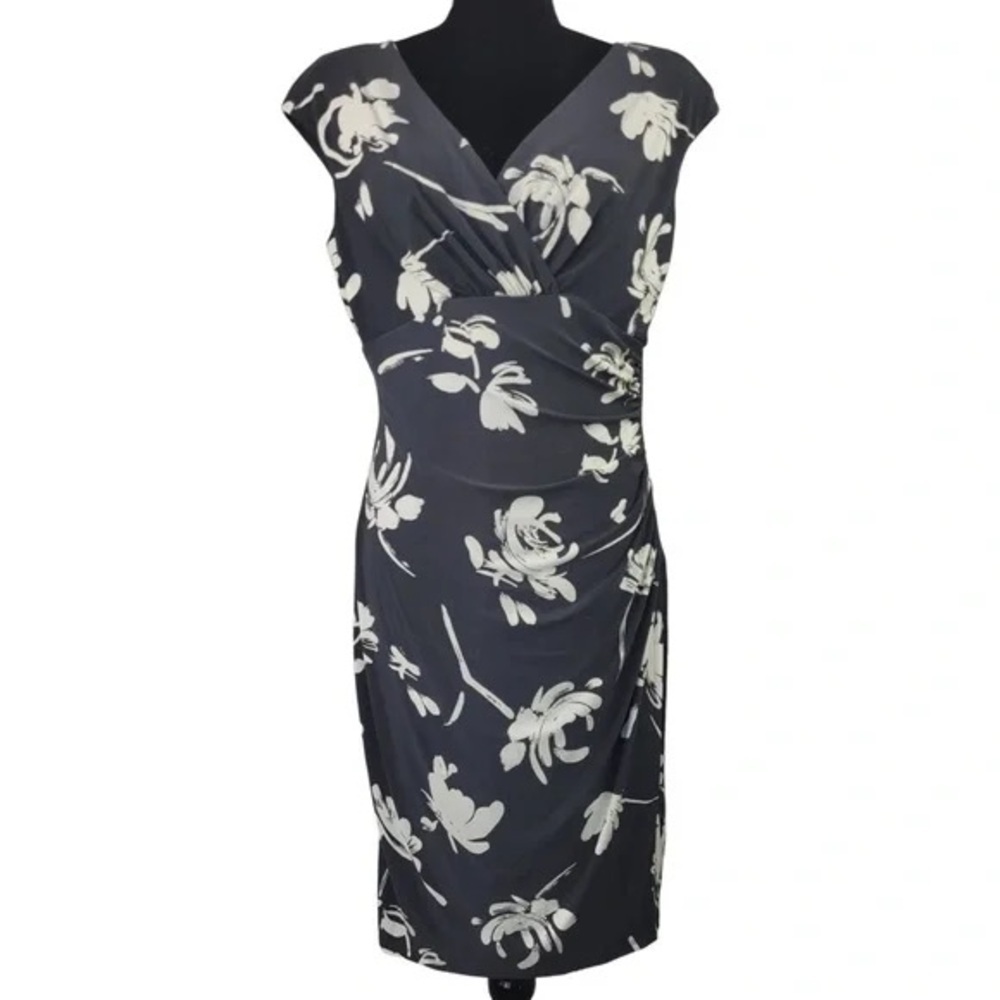 Lauren Ralph Lauren Black and White Sheath Midi Dress